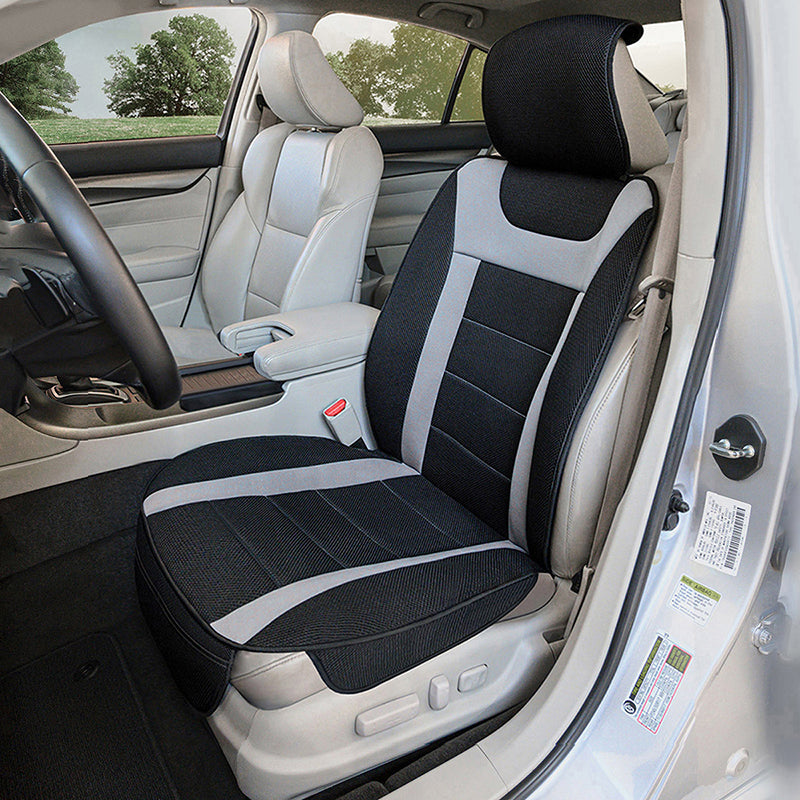 Black and Gray Seat Topper in car