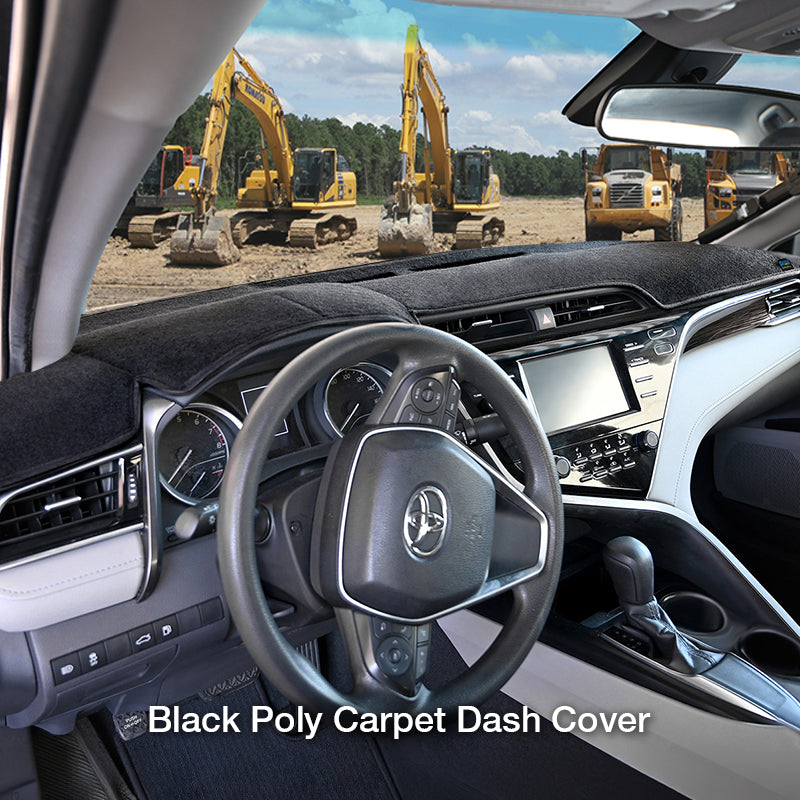 Poly Carpet Black dash cover with construction site in background