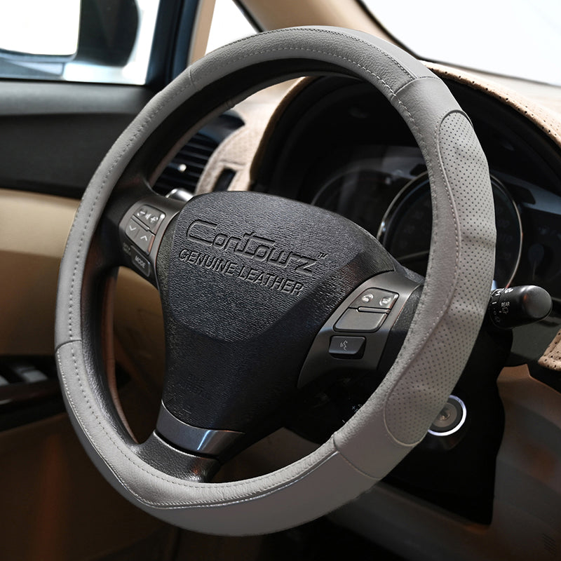 Contourz Gray + Silver steering wheel cover right side view