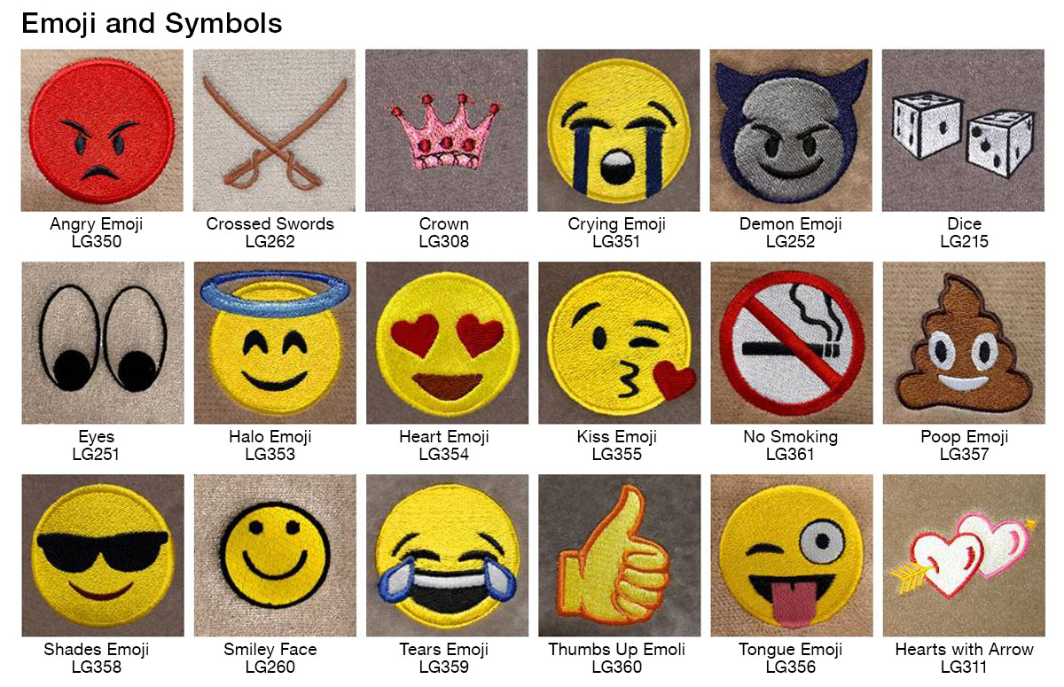 Embroidery Emoji and Symbol Logos
