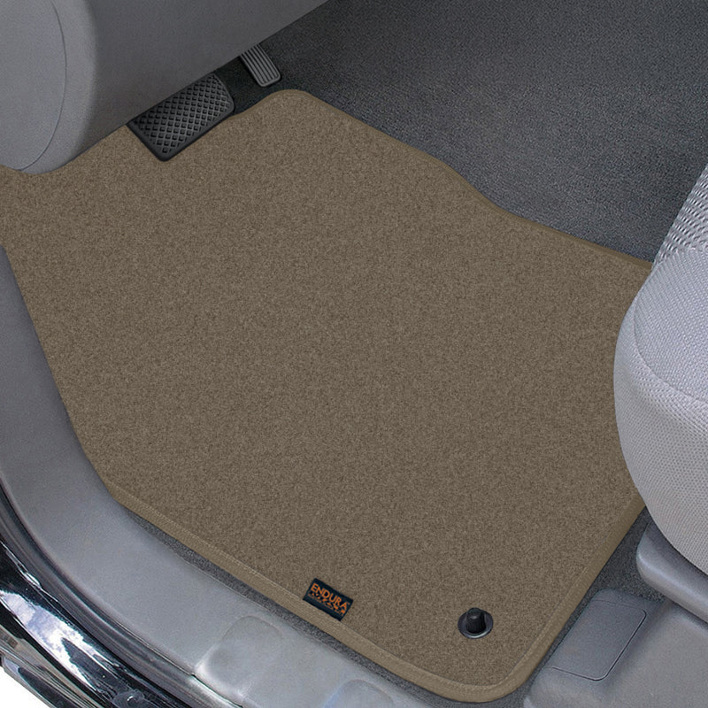 Endura Mat Mocha carpet car floor mat on a gray car interior