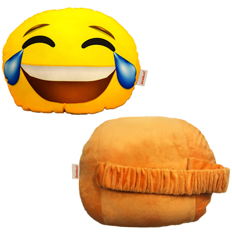 Happy Tears Emoji Travel Pillow front and back