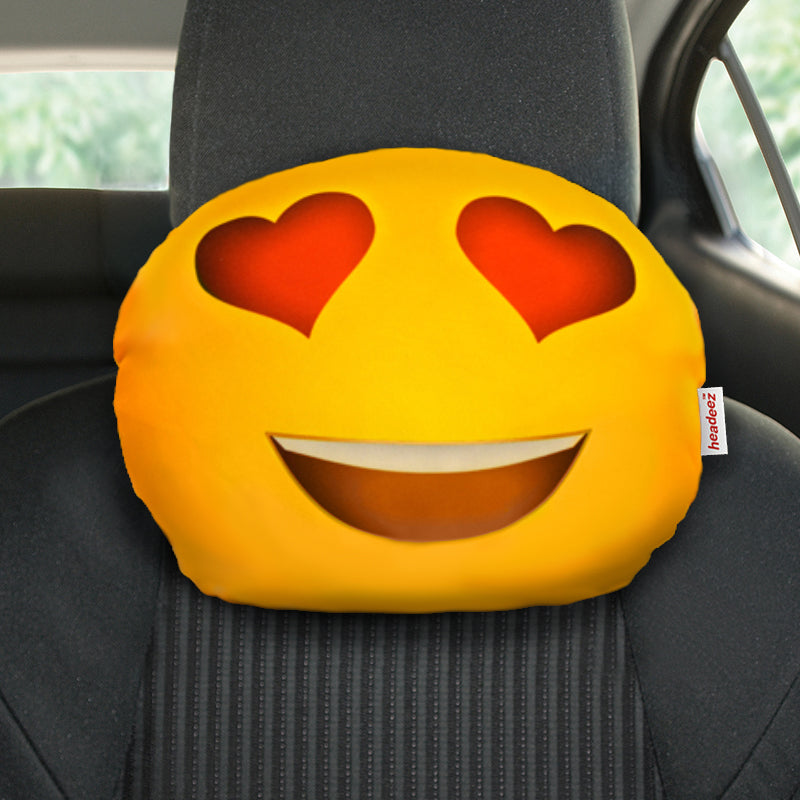 Heart Eyes Emoji Travel Pillow on Seat