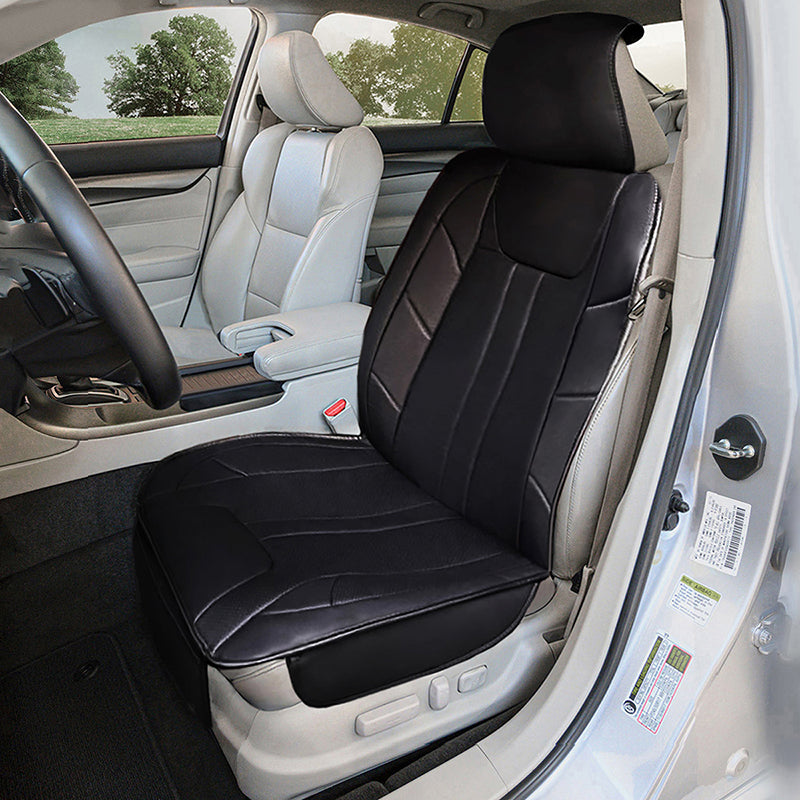 Black Leatherette Seat Topper in car