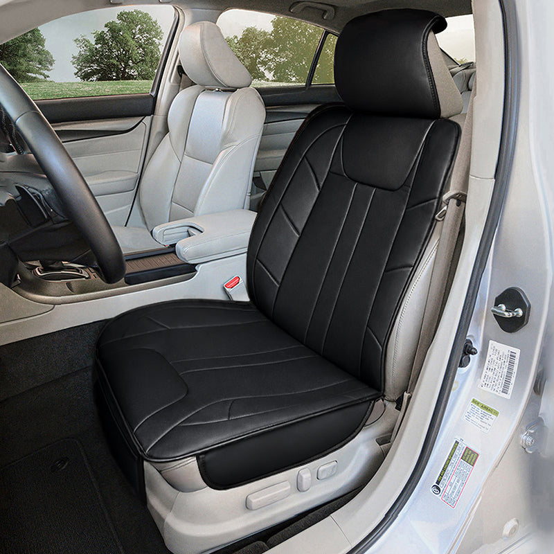 Black Leatherette Seat Topper in car