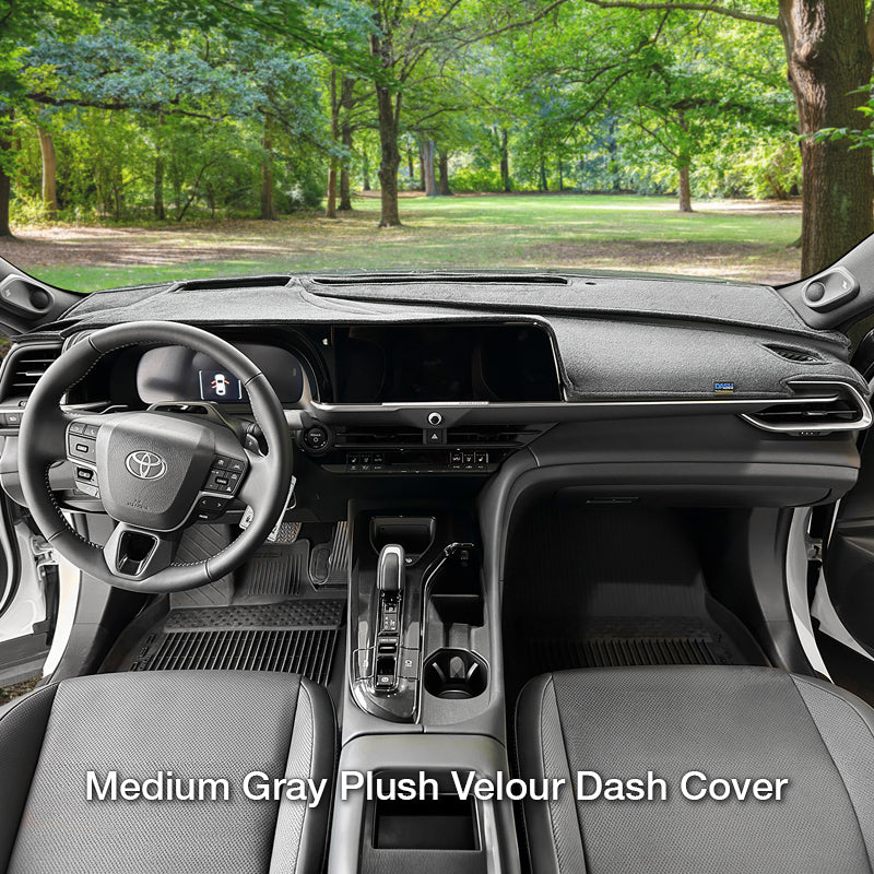 Plush Velour Medium Gray dash cover in a Toyota Crown
