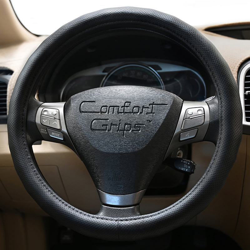 Racing Grip Black steering wheel cover front view
