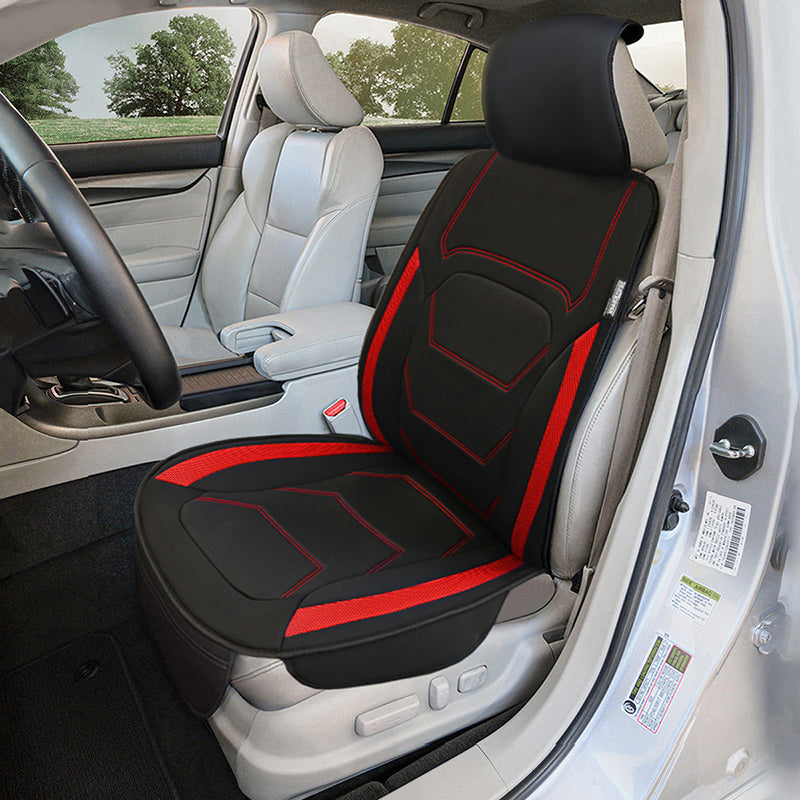 Red Seat Topper in car
