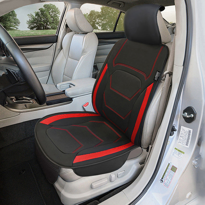 Red Seat Topper in car