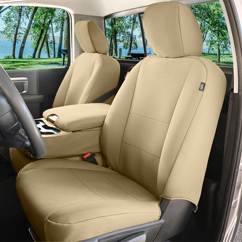 Seat Décor Cordura Tan seat covers in a pickup