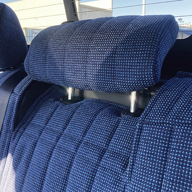 Seat Décor Tweed Blue headrest closeup