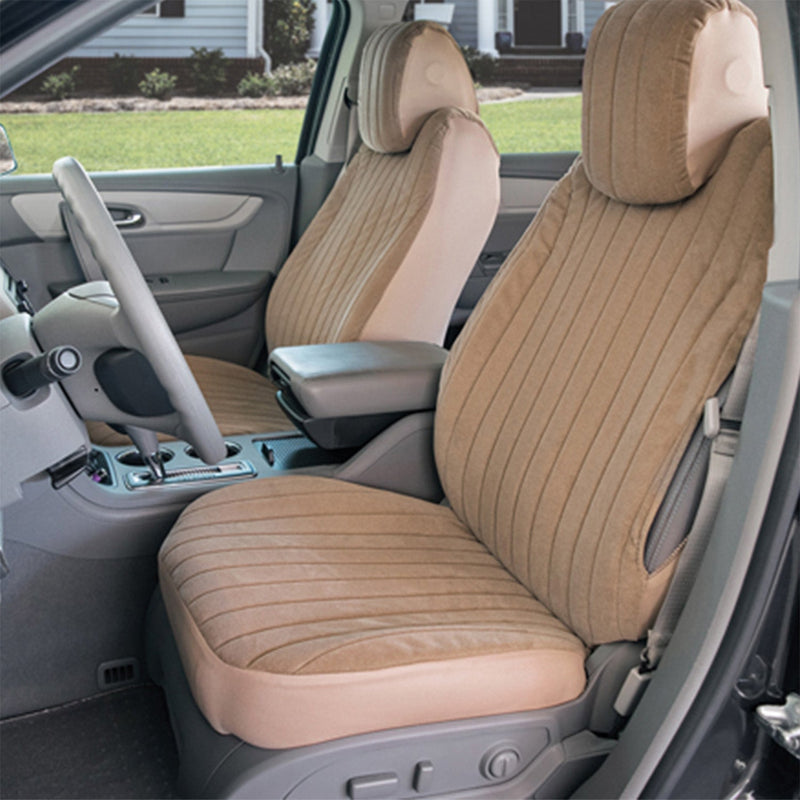 Seat Designs Plush Velour Toast pleated seat covers