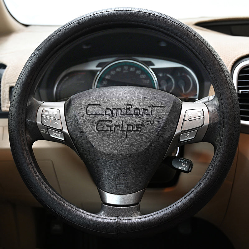 Sport Grip Black steering wheel cover front view