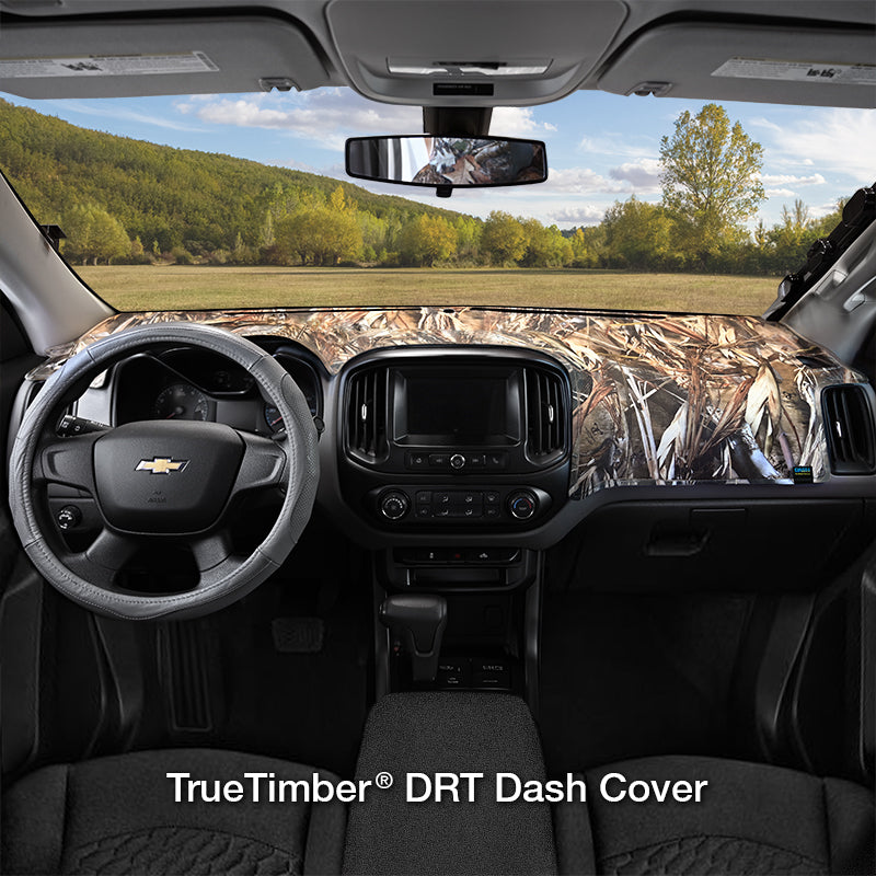 TrueTimber DRT Camo dash cover with field in background