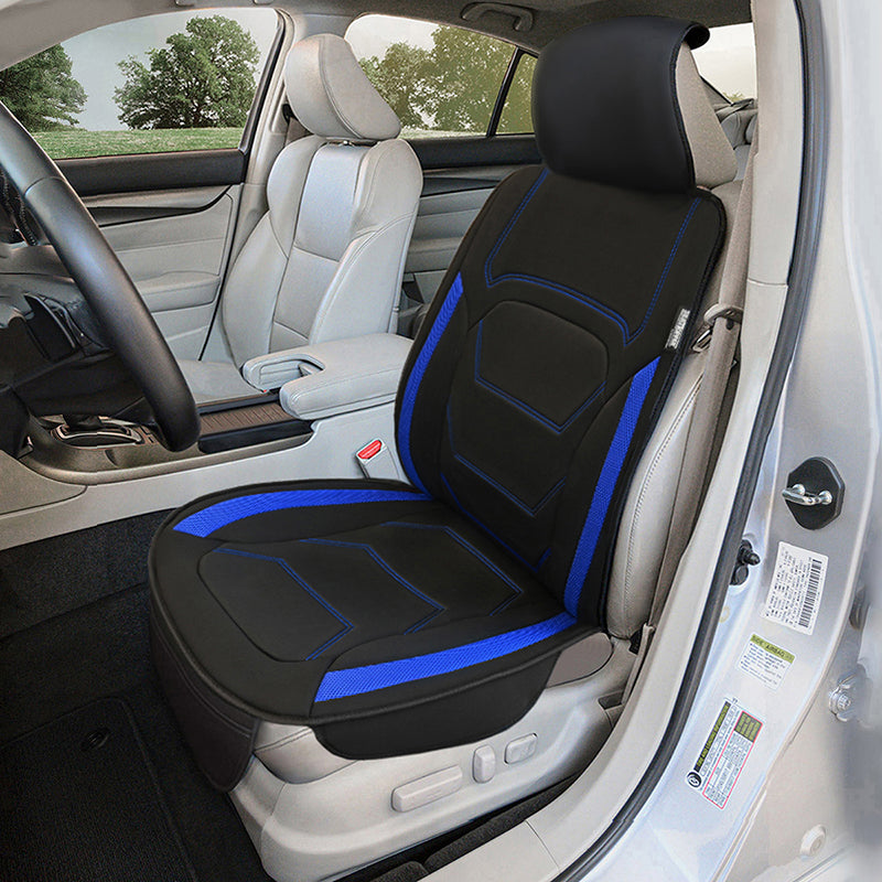 Blue Seat Topper in car
