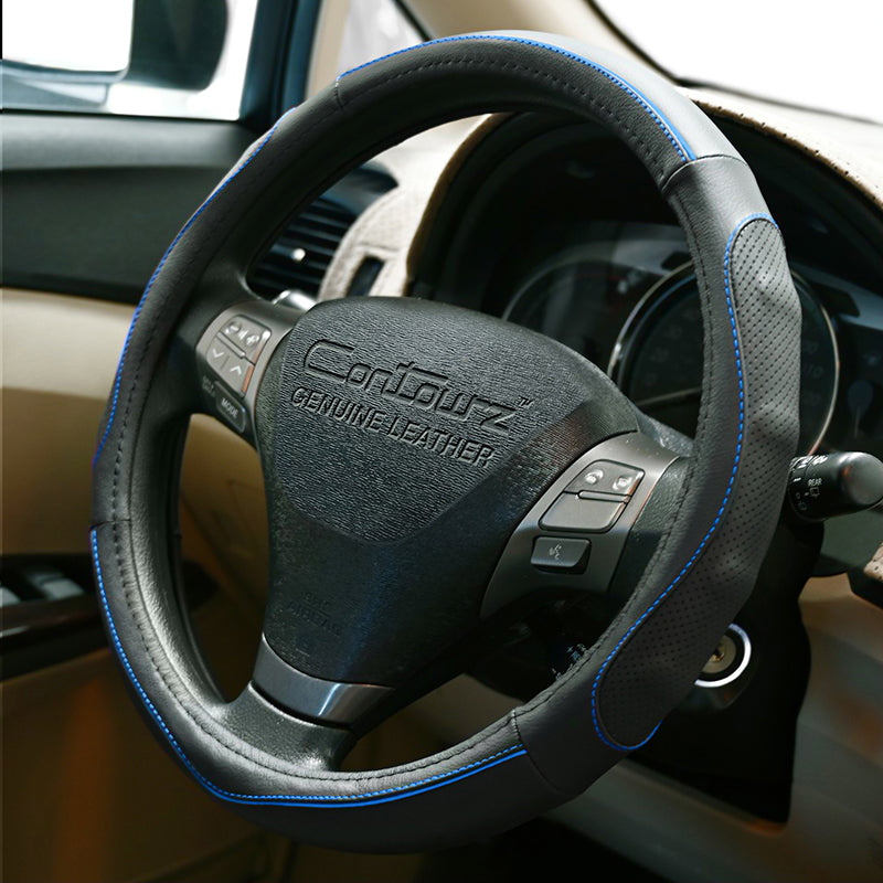 Contourz Black + Blue steering wheel cover right side view