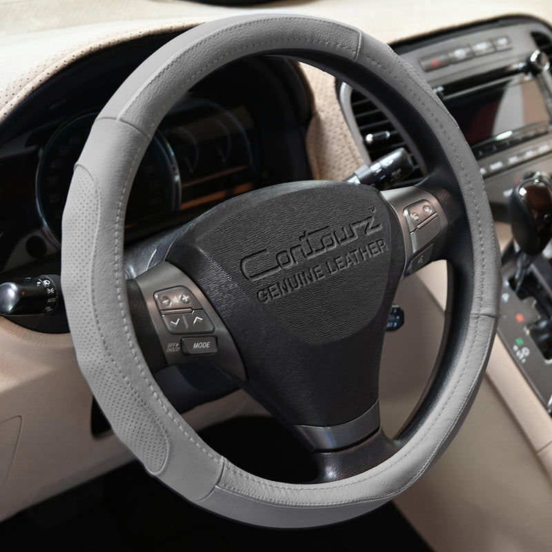 Contourz Gray + Silver steering wheel cover left side view