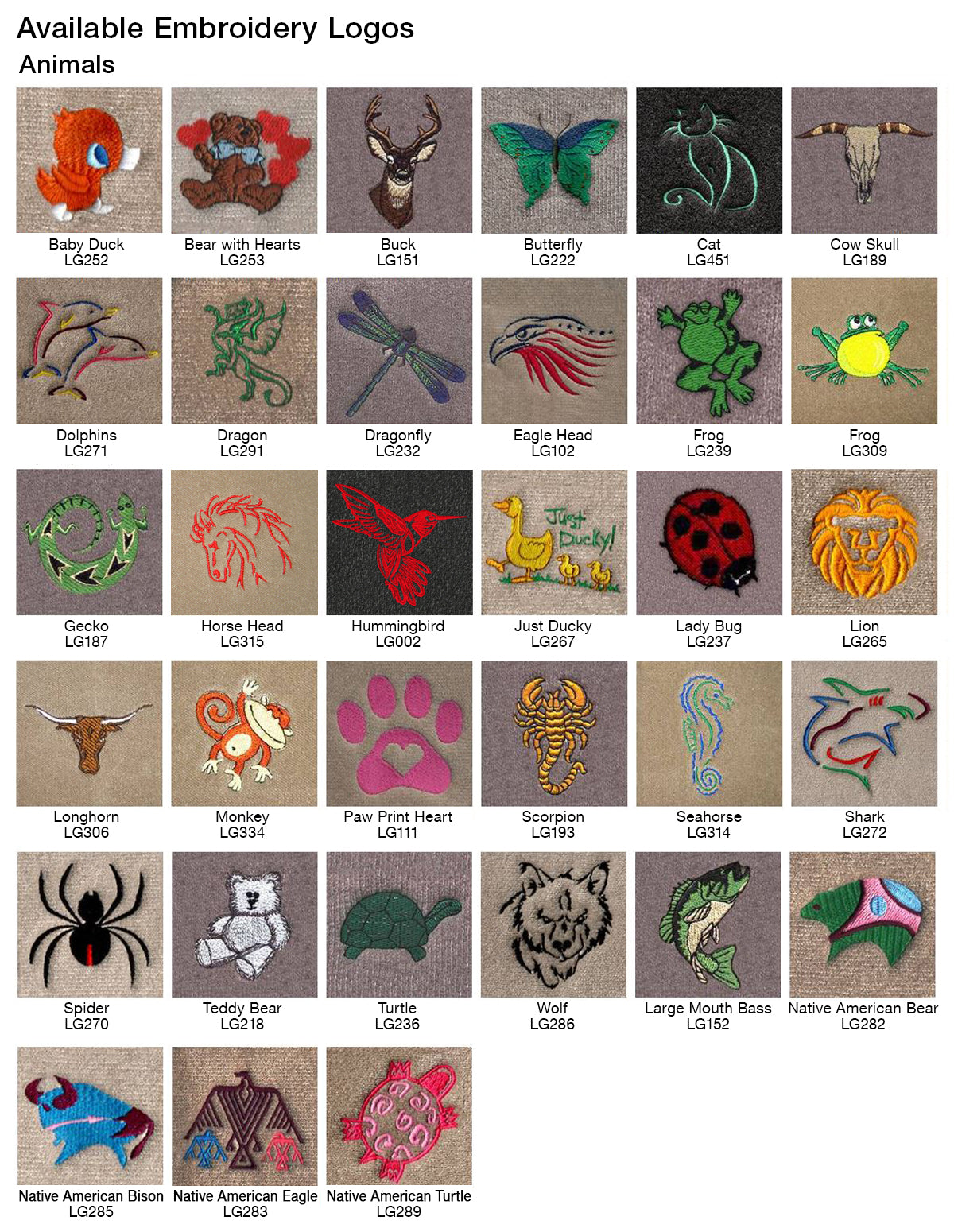 Embroidery Animal Logos