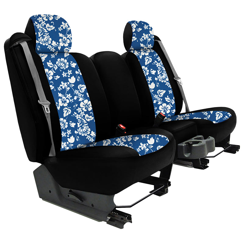 Hibiscus Blue 2-Tone Seat Designs Seat Covers example