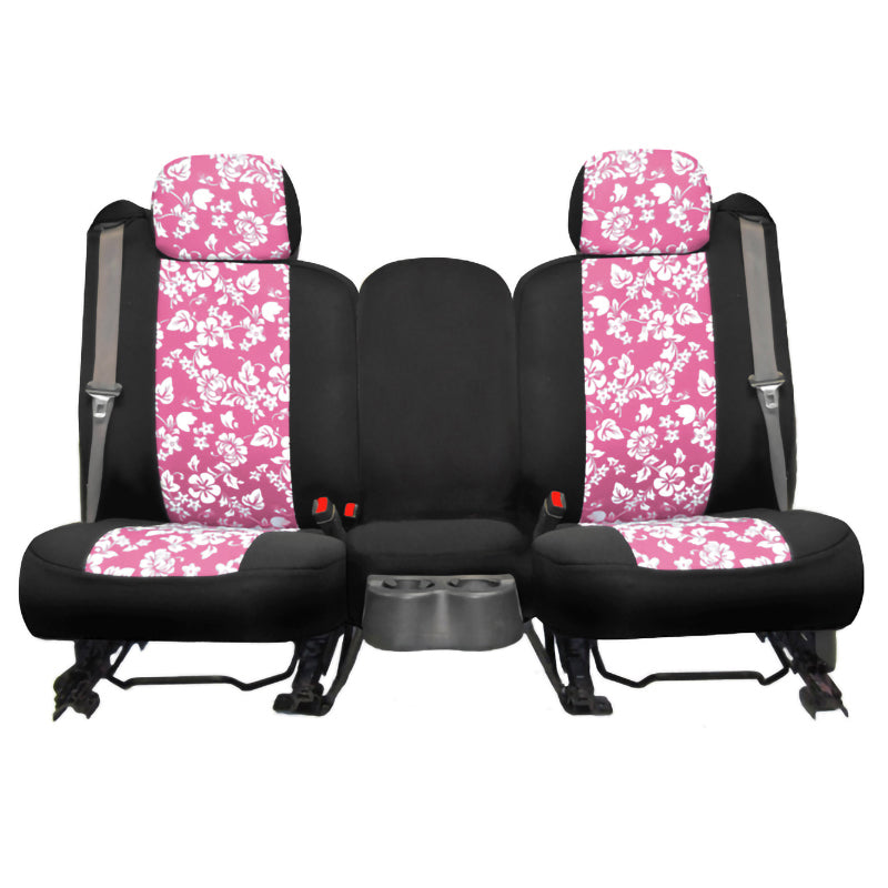 Hawaiian Pink Hibiscus 2-Tone seat covers front view