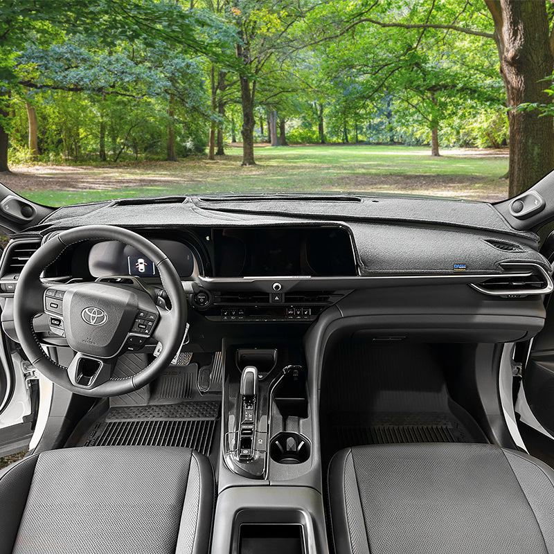 Plush Velour Medium Gray dash cover in a Toyota Crown