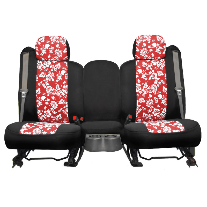 Hawaiian Red Hibiscus 2-Tone seat covers front view