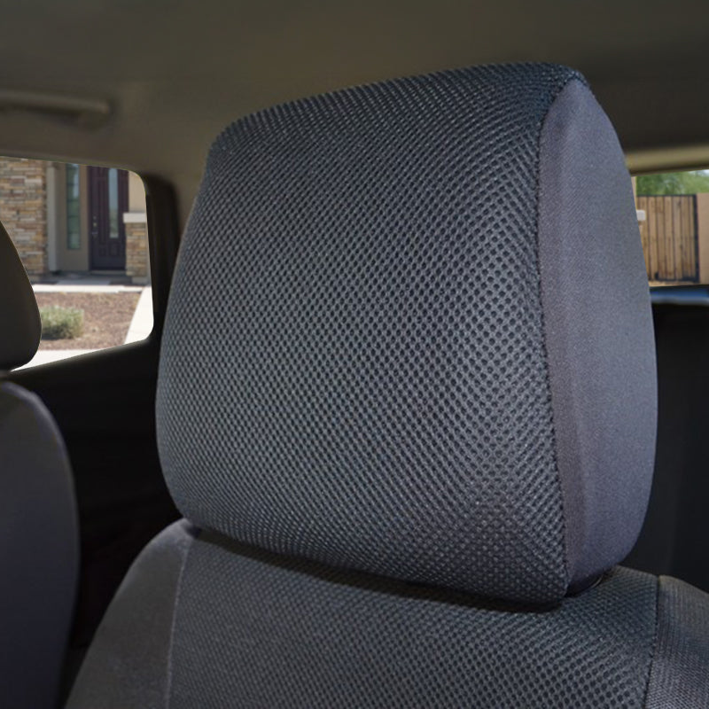 Seat Designs Cool Mesh Charcoal headrest closeup