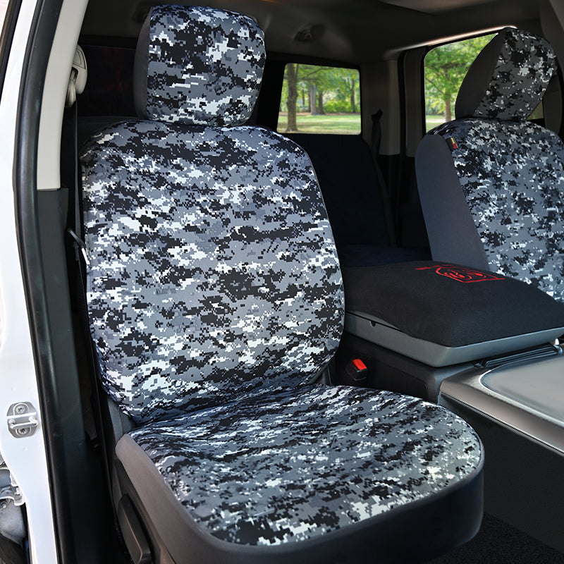 Seat Designs Digital Camo Charcoal Solid seat covers