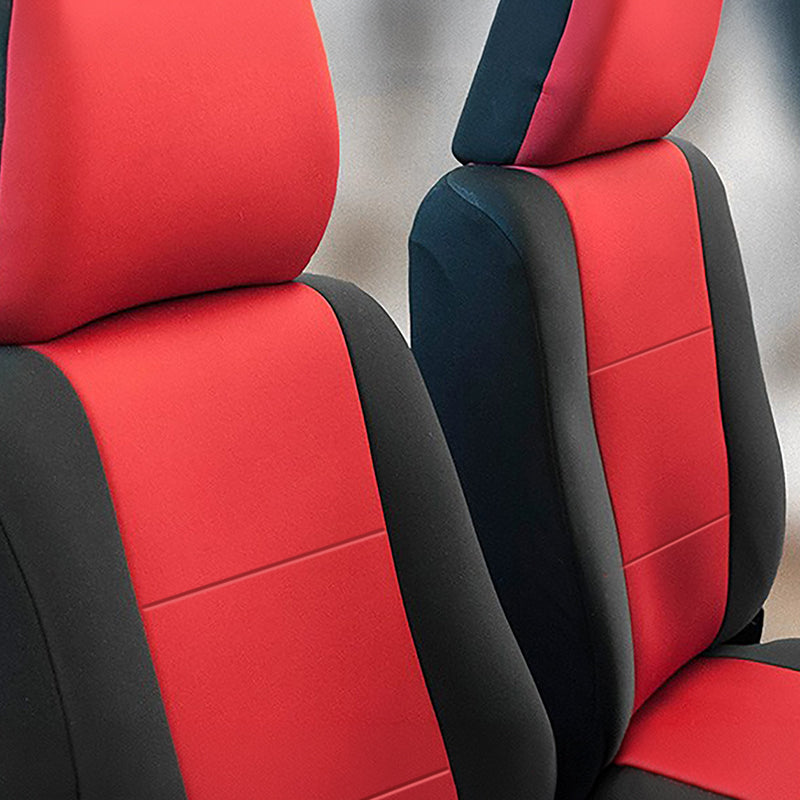 Seat Designs NeoSupreme Red 2-Tone seat covers closeup